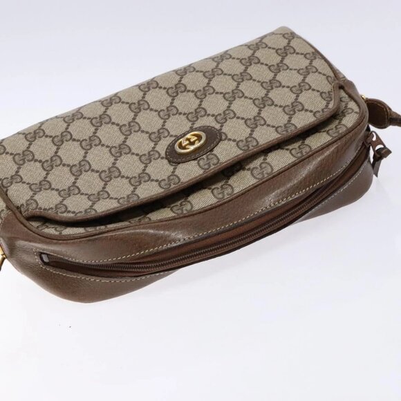 GUCCI GG Supreme Web Sherry Line Shoulder Bag PVC Beige Gold Auth sw1153 - Picture 7 of 16